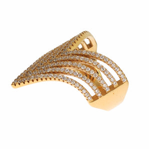 Anillo de cristal chapado en oro glamoroso de Nialaya