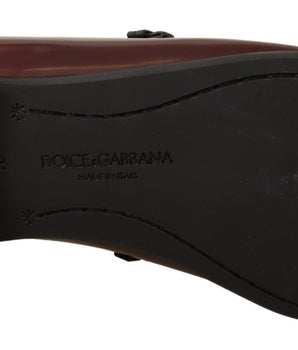 Dolce & Gabbana Bordeaux Patent Leather Dress Loafers Shoes