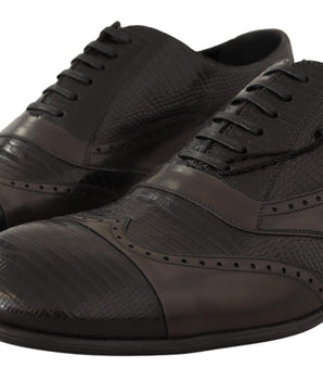 Dolce & Gabbana Elegant Brown Lizard Leather Oxford Shoes Dolce & Gabbana 