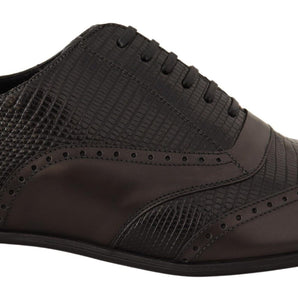 Dolce &amp; Gabbana Elegantes zapatos Oxford de piel de lagarto marrón