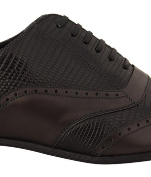 Dolce & Gabbana Elegant Brown Lizard Leather Oxford Shoes Dolce & Gabbana 