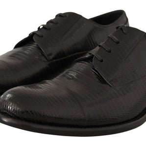 Dolce &amp; Gabbana Elegantes zapatos Derby de piel de lagarto negros