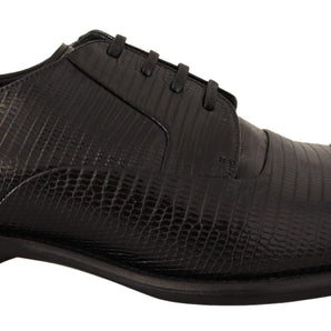 Dolce &amp; Gabbana Elegantes zapatos Derby de piel de lagarto negros