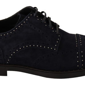 Dolce & Gabbana Elegant Suede Derby Shoes with Silver Studs