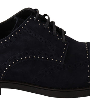 Dolce & Gabbana Elegant Suede Derby Shoes with Silver Studs Dolce & Gabbana 