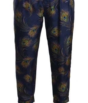 Dolce & Gabbana Exquisite Peacock Print Silk Trousers Dolce & Gabbana 