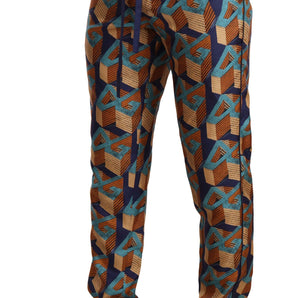 Dolce &amp; Gabbana Elegant Silk Jogger Pants with Vibrant Print