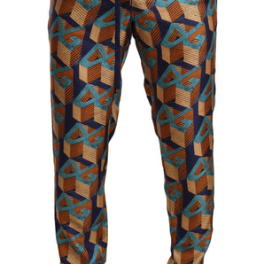 Dolce & Gabbana Elegant Silk Jogger Pants with Vibrant Print