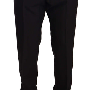 Dolce &amp; Gabbana Elegant Black Skinny Tuxedo Trousers