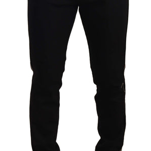 Dolce &amp; Gabbana Heraldic Embroidered Slim Fit Black Jeans