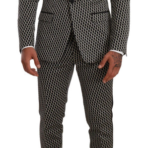 Dolce &amp; Gabbana Elegant Martini Black Check Three-Piece Suit