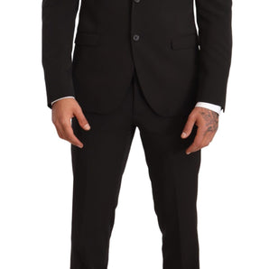 Domenico Tagliente Elegant Black Slim Fit Two-Piece Suit