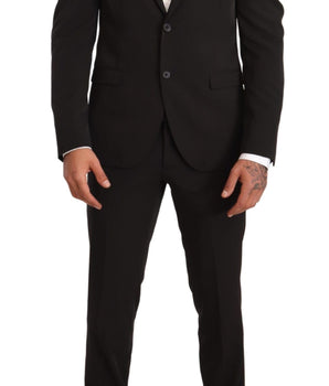 Domenico Tagliente Elegant Black Slim Fit Two-Piece Suit Domenico Tagliente 