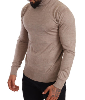 Dolce & Gabbana Beige Turtleneck Cashmere-Silk Blend Sweater Dolce & Gabbana 