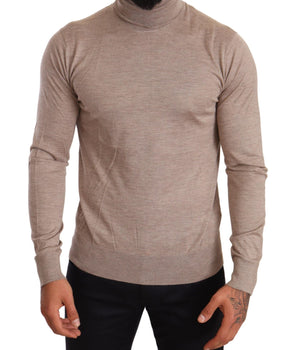 Dolce & Gabbana Beige Turtleneck Cashmere-Silk Blend Sweater Dolce & Gabbana 