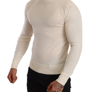 Dolce & Gabbana Ivory Cashmere-Silk Blend Turtleneck Sweater