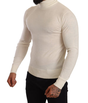 Dolce & Gabbana Cream Cashmere Turtleneck Pullover Sweater