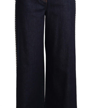 Dolce & Gabbana Dark Blue Crystal Embellished Flare Jeans Dolce & Gabbana 