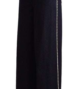 Dolce & Gabbana Dark Blue Crystal Embellished Flare Jeans Dolce & Gabbana 