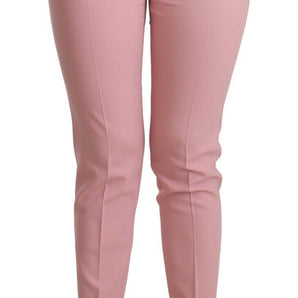 Dolce &amp; Gabbana Elegant Pink Virgin Wool Cropped Trousers