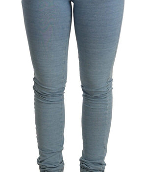 Acht Blue Cotton Stretch Hem Slim Fit Women Denim Trouser