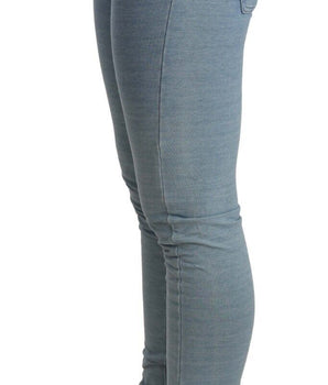 Acht Blue Cotton Stretch Hem Slim Fit Women Denim Trouser