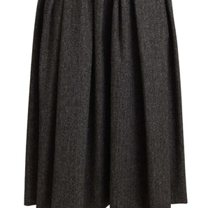 Dolce &amp; Gabbana Elegante falda midi de lana de corte A en zigzag gris