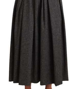 Dolce &amp; Gabbana Elegant A-Line Midi Wool Skirt in Gray Zigzag