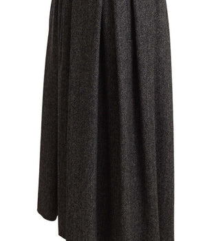 Dolce &amp; Gabbana Elegant A-Line Midi Wool Skirt in Gray Zigzag