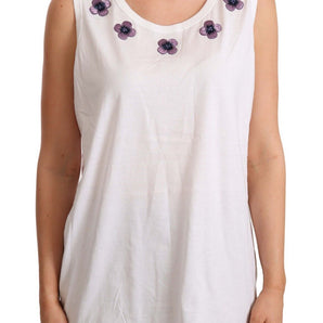 Dolce &amp; Gabbana Floral Trim Logo Tank Top in White