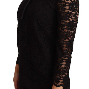 Dolce & Gabbana Elegant Black Floral Lace Long Sleeve Top