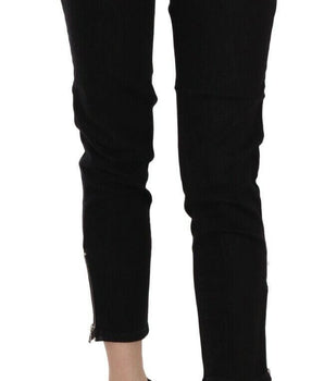 John Galliano Black Mid Waist Cropped Cut Hem Denim Casual Pants John Galliano 