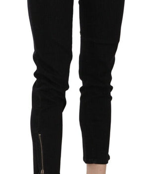 John Galliano Black Mid Waist Cropped Cut Hem Denim Casual Pants John Galliano 