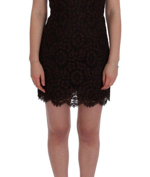 Dolce & Gabbana Bordeaux Floral Lace Ricamo Sheath Dress Dolce & Gabbana 