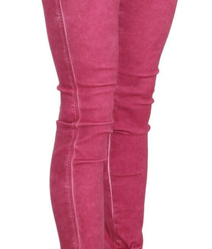 Dolce & Gabbana Pink Velvet Mid Waist Skinny Trouser Pants Dolce & Gabbana 