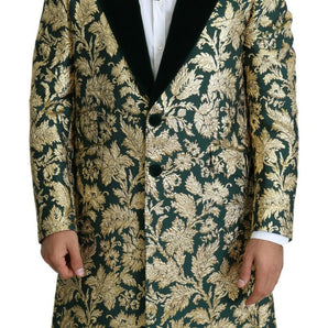 Dolce &amp; Gabbana Elegant Gold Green Jacquard Sicilia Jacket