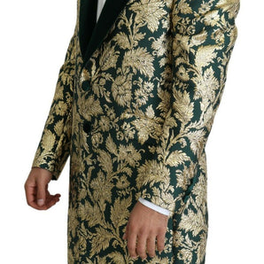 Dolce & Gabbana Elegant Gold Green Jacquard Sicilia Jacket