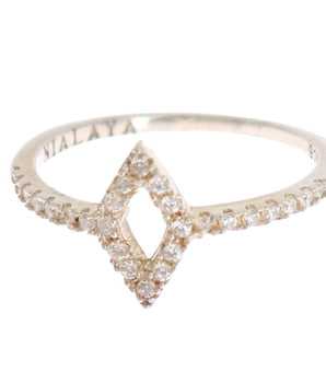 Nialaya Elegant Silver CZ Crystal Studded Ring Nialaya 