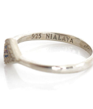 Nialaya Elegant Silver CZ Crystal Encrusted Ring Nialaya 