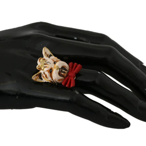 Dolce & Gabbana Elegant Canine-Inspired Gold Tone Ring