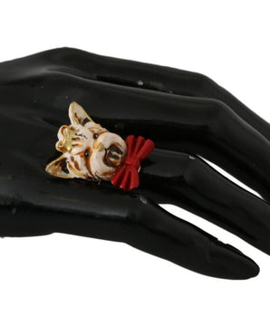 Dolce & Gabbana Elegant Canine-Inspired Gold Tone Ring Dolce & Gabbana 