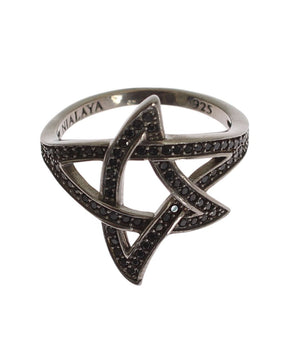 Nialaya Chic Black Rhodium Silver CZ Crystal Ring Nialaya 