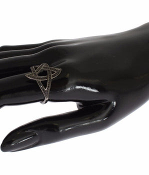 Nialaya Chic Black Rhodium Silver CZ Crystal Ring Nialaya 