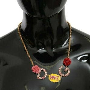 Dolce & Gabbana Gold Crystal Charm Statement Necklace