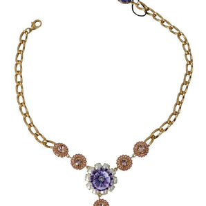 Dolce &amp; Gabbana Elegante collar con dije floral de cristal dorado