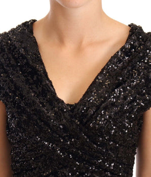 Dolce & Gabbana Elegant Black Sequined Open Shoulder Gown Dolce & Gabbana 