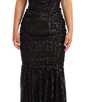 Dolce & Gabbana Elegant Black Sequined Open Shoulder Gown Dolce & Gabbana 