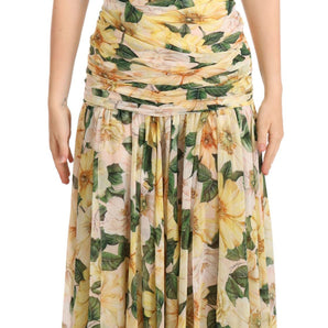 Dolce & Gabbana Floral Elegance Silk Pleated Maxi Dress