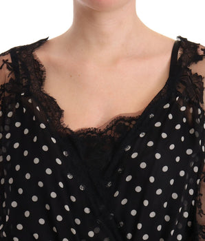 Dolce & Gabbana Elegant Lace Floral Maxi Dress with Polka Dots Dolce & Gabbana 