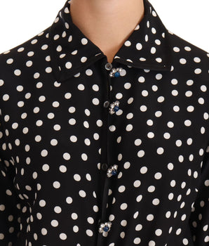 Dolce & Gabbana Elegant Silk Polka Dot Sequin Midi Dress Dolce & Gabbana 